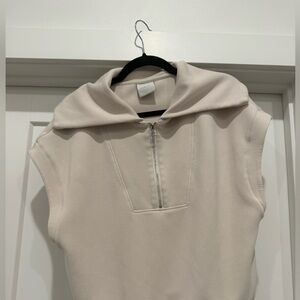 Varley Cream short sleeve, collared, Zip-Up Hoodie, medium